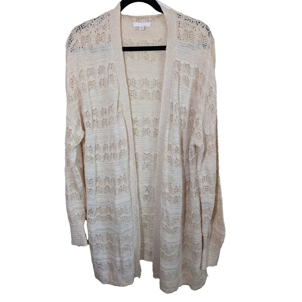 LC Lauren Conrad Cardigan Sweater Open Front Knit Side Slits Beachy Boho XL